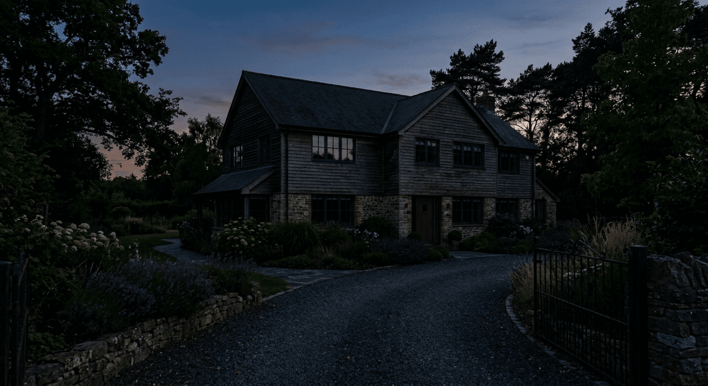 Standard daytime property photo lacking exterior lighting and evening appeal