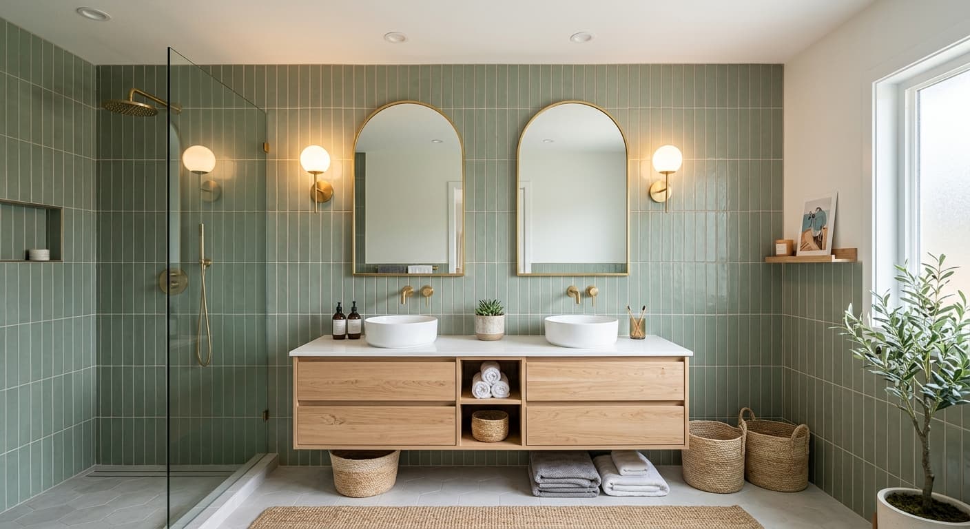 Original Preview wall tile options in your bathroom. From floor-to-ceiling tile to accent walls — visualize any design.