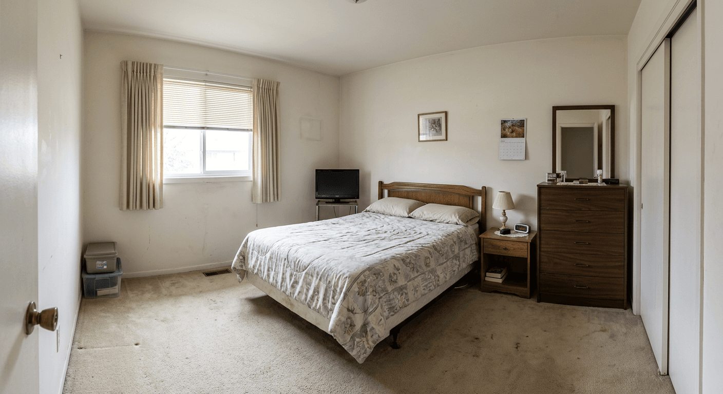 Plain bedroom before styling