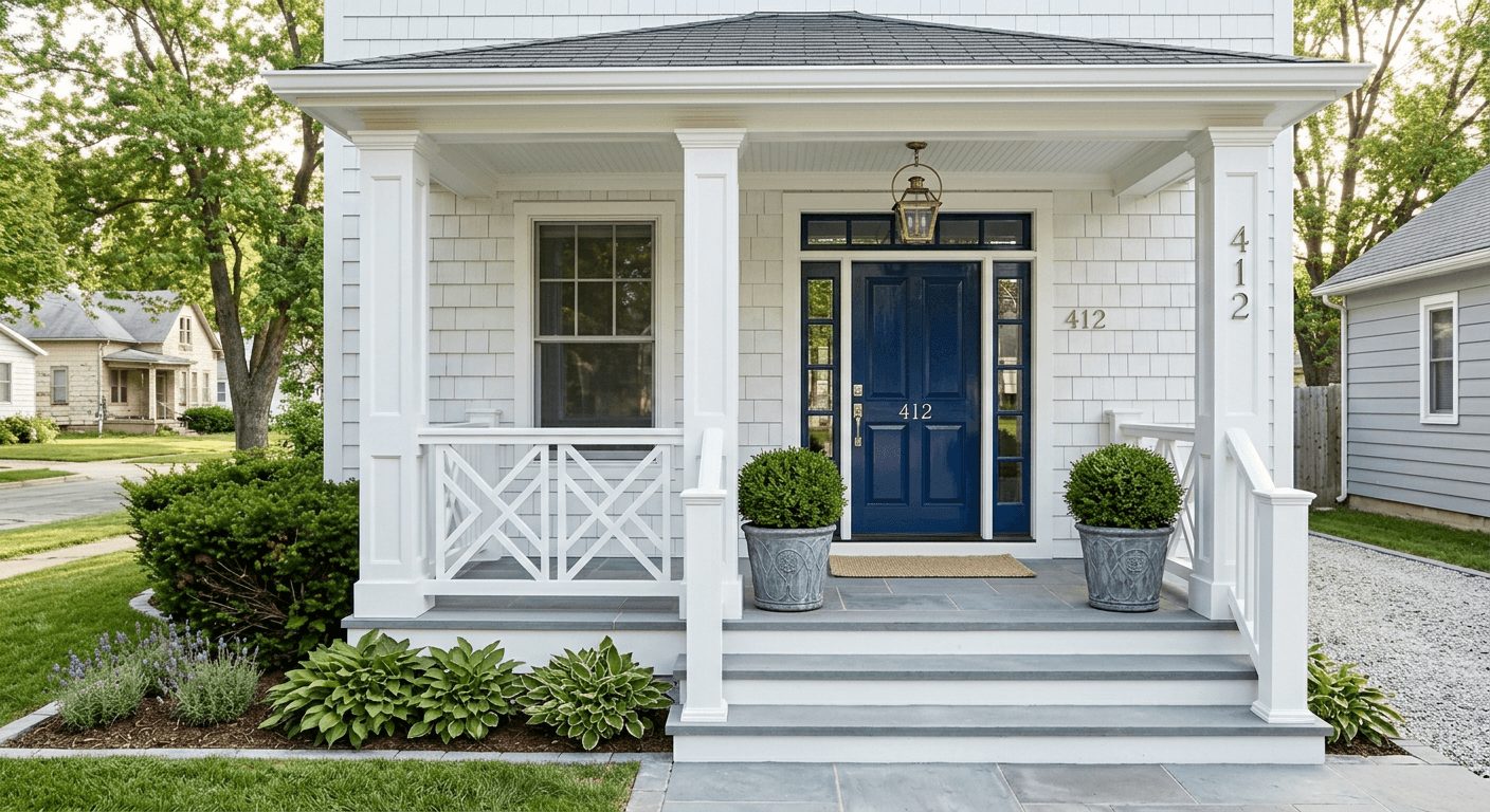 Luxurious Hamptons style porch redesigned by AI-Architectures