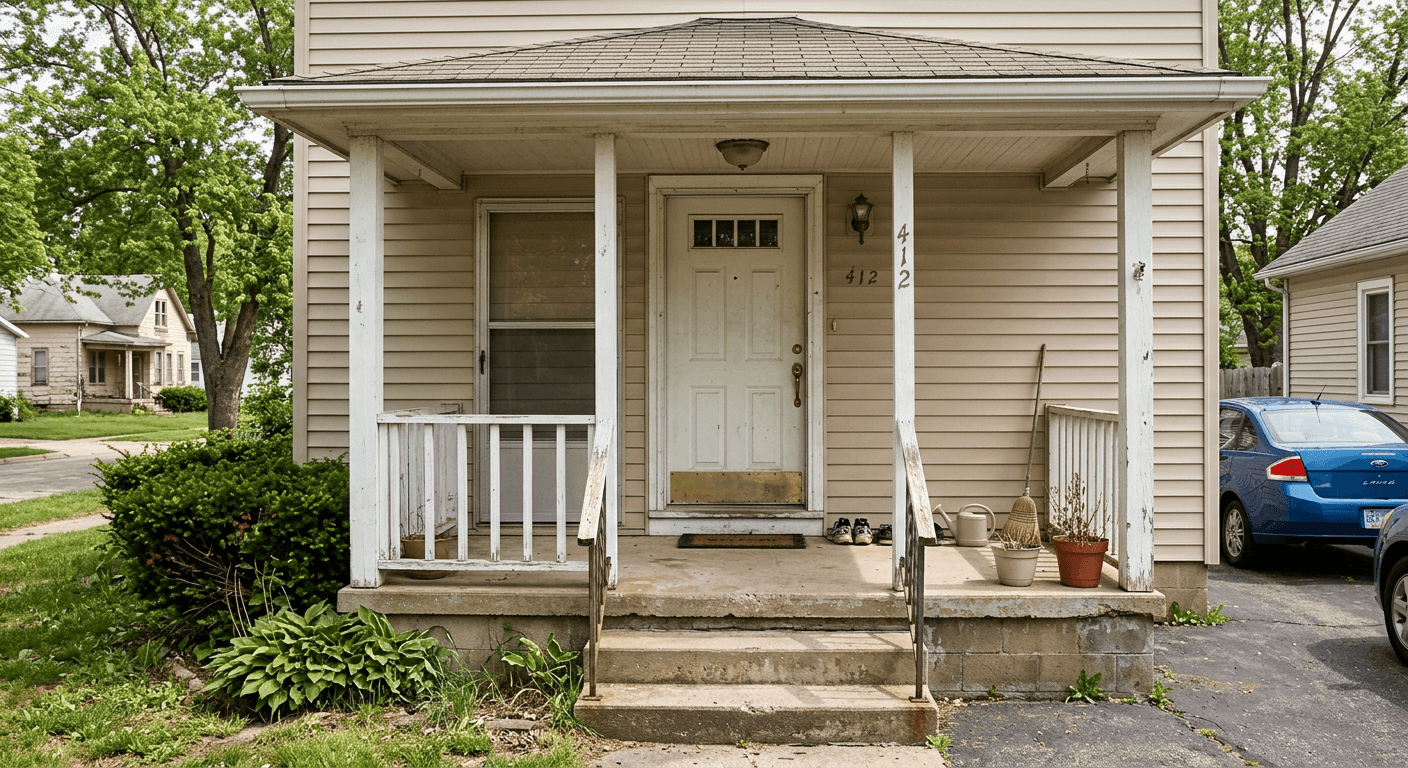 Standard outdated porch before AI redesign