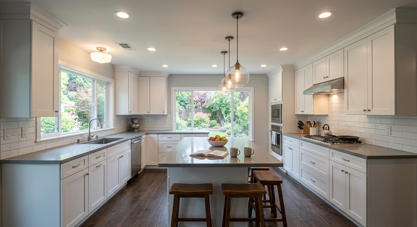 Original Preview pendant lights, recessed lighting, and under-cabinet lighting in your kitchen. Light up your renovation vision.