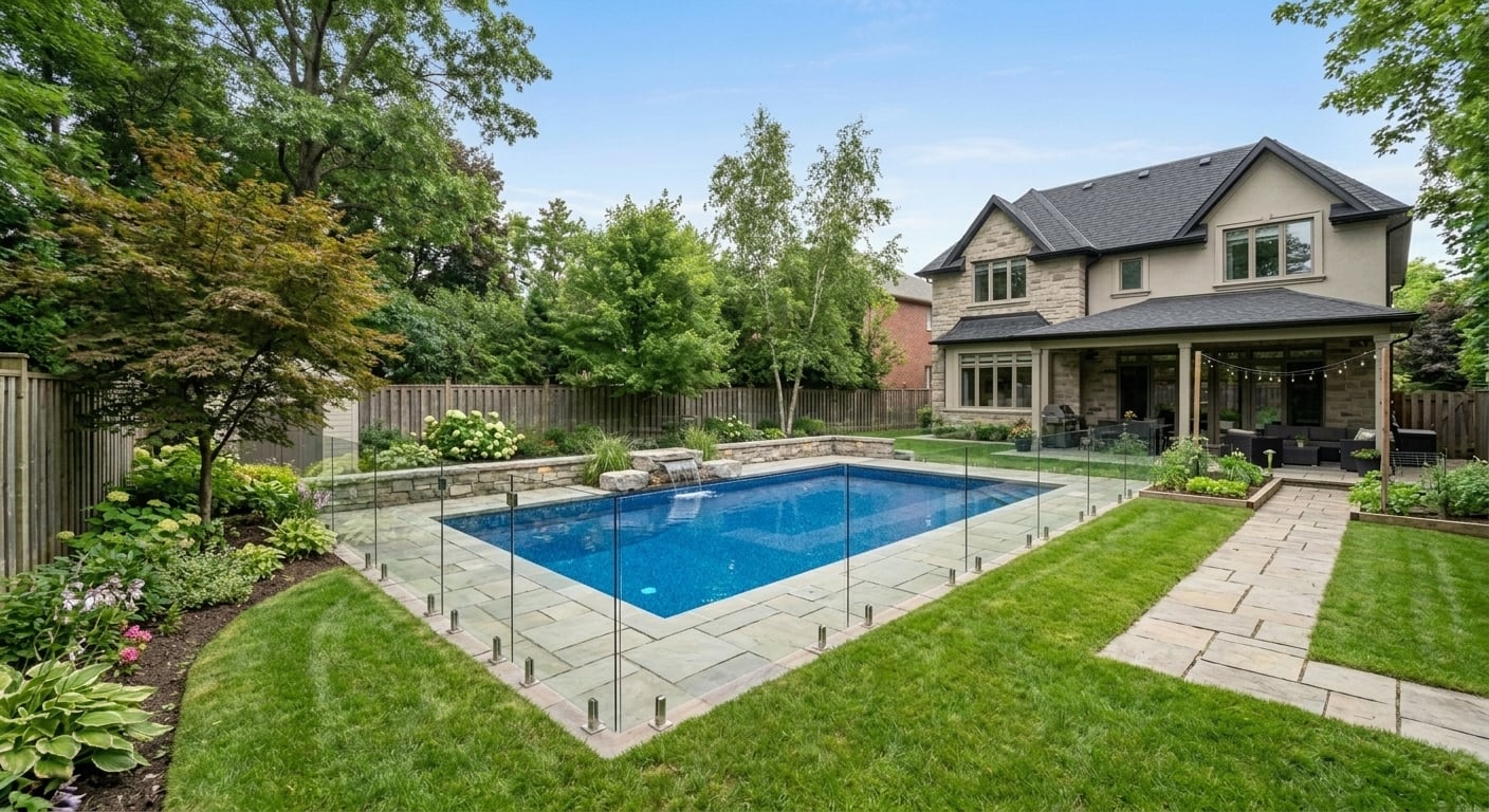 AI Rendered Visualize a swimming pool in your backyard. See the shape, decking, and landscaping before breaking ground.