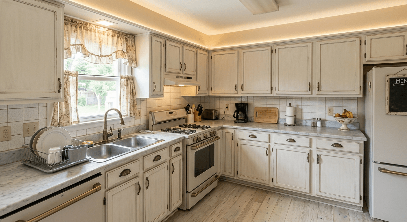 Beautiful Shabby Chic kitchen redesign generated by AI Architectures