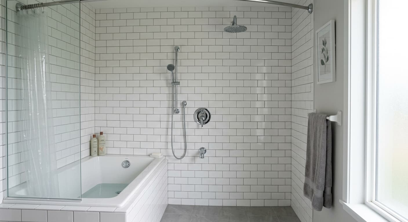Original Preview shower tile patterns, colors, and layouts in your bathroom. See the design before the tile setter arrives.