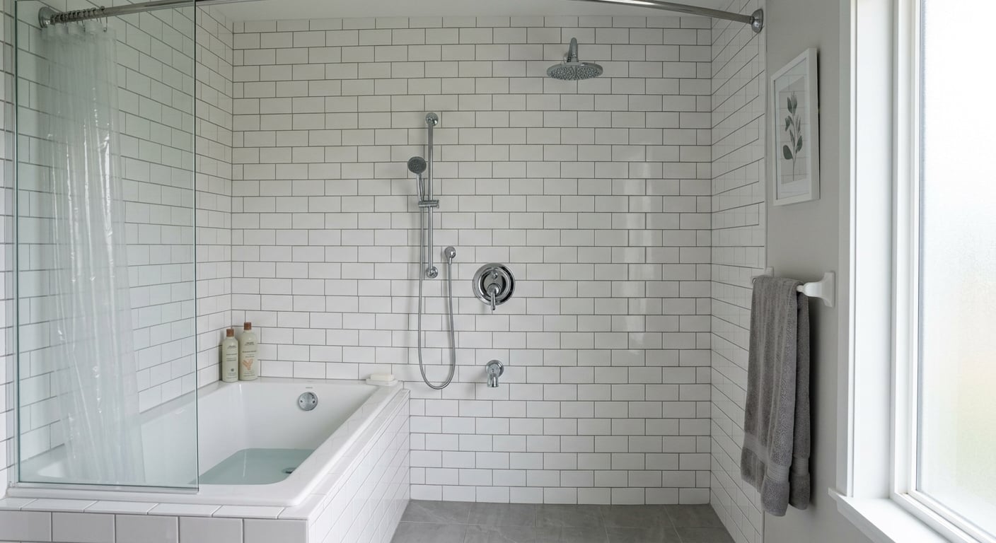 Original Preview shower tile patterns, colors, and layouts in your bathroom. See the design before the tile setter arrives.
