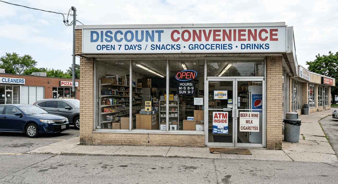 A standard, outdated or generic retail store layout prior to AI traditional redesign