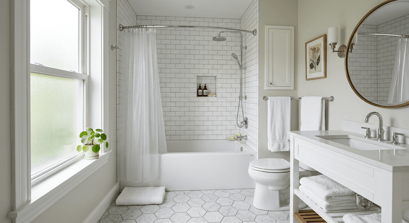 Traditional outdated bathtub taking up valuable space in a bathroom - Before Renovation