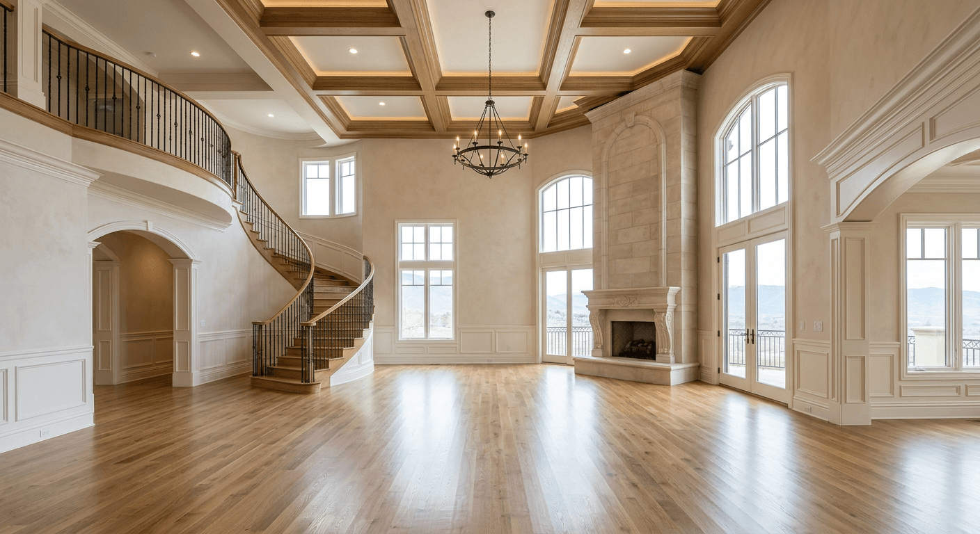 Vacant luxury real estate living room before virtual staging