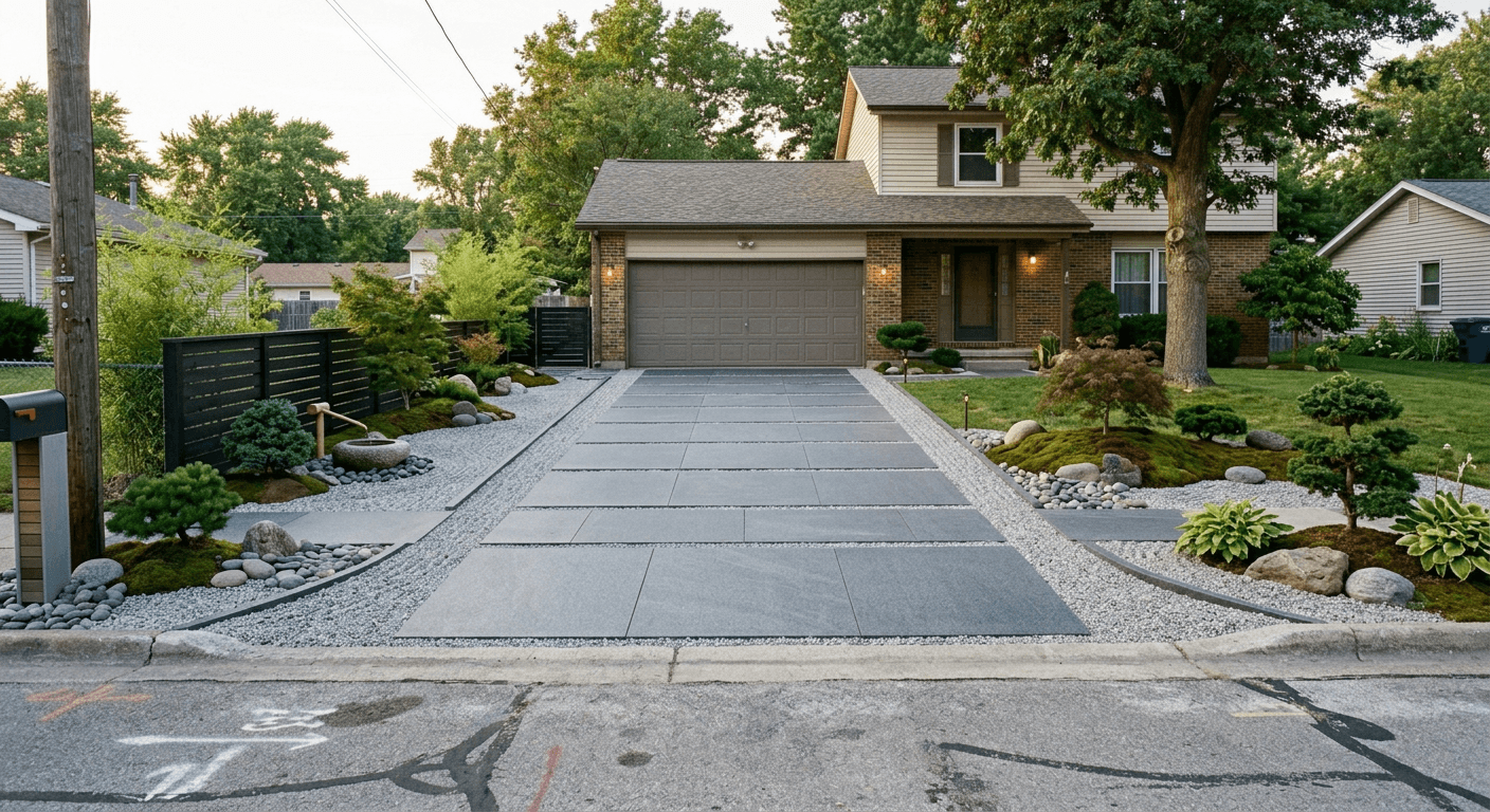 AI Rendered Redesign your driveway in Zen style with AI.
